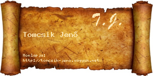 Tomcsik Jenő névjegykártya