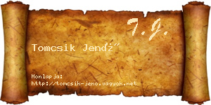 Tomcsik Jenő névjegykártya